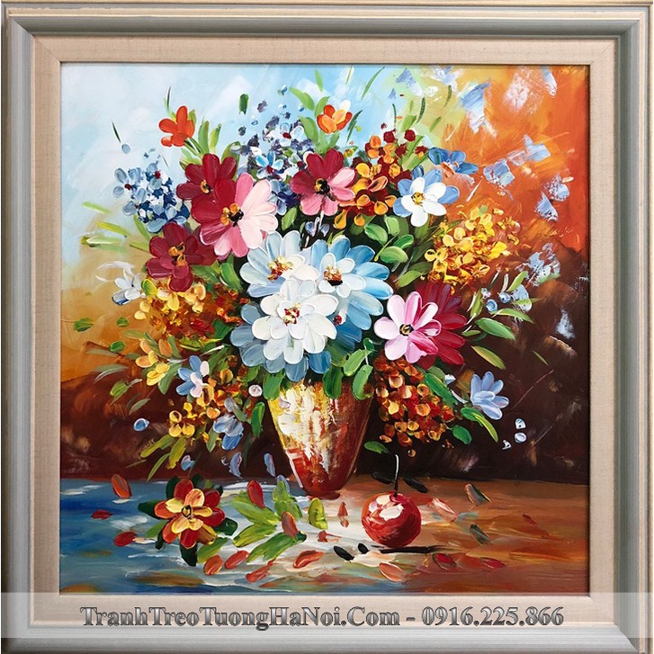 tranh bình hoa nổi kt 40cmx40cm