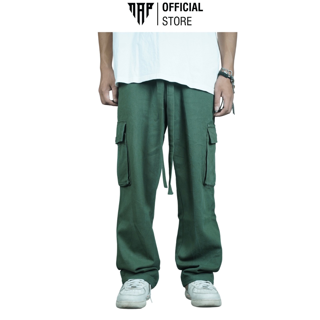 Quần Kaki Hộp Suông Cargo Pants sợi Kaki  cotton định lượng 330gsm Brand NAP