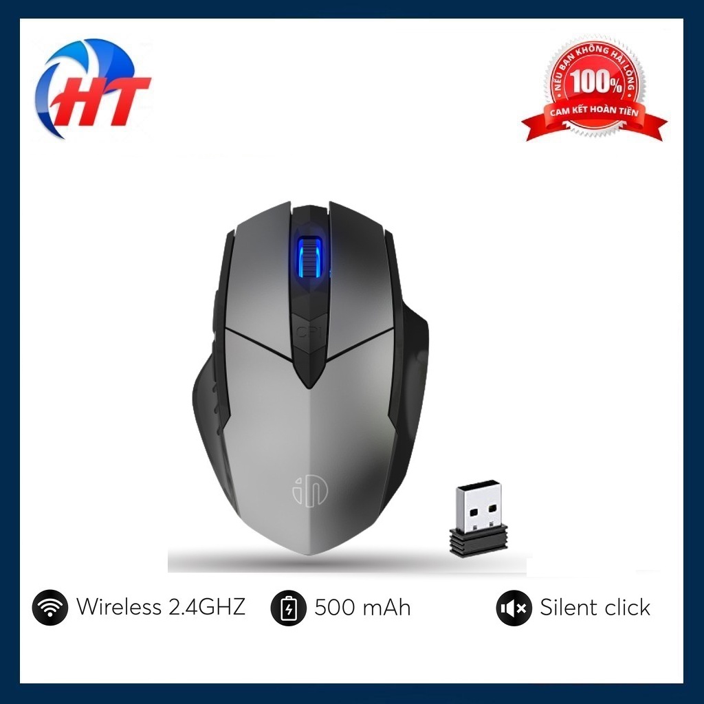 Chuột không dây INPHIC PM6 sử dụng pin sạc kết nối bằng USB 2.4G
