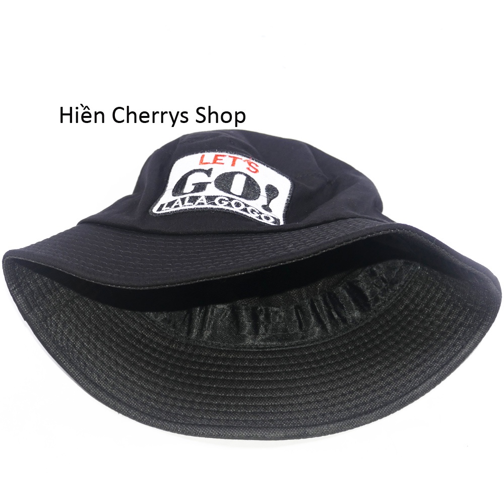 Nón Bucket, Nón tai bèo Let's Go Lala GoGo - Đen chất liệu Cotton đẹp, tạo cho sự thoải mái và thoáng mát
