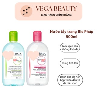 Nước tẩy trang BIO Pháp màu hồng và xanh dành cho da nhạy cảm và da dầu