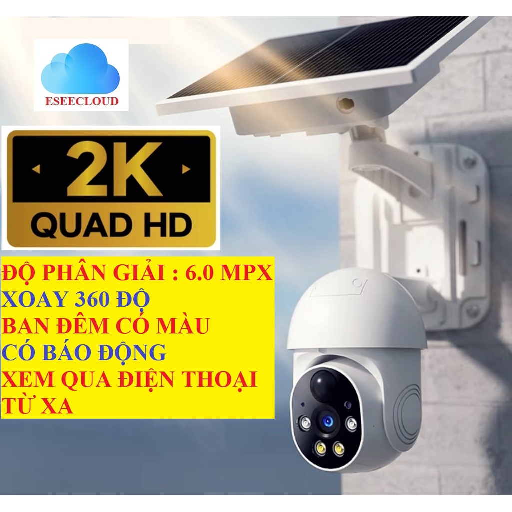 2023 CAMERA dùng năng lượng mặt trời có khe gắn sim 4G và thẻ nhớ,phần mềm ESEECLOUD- NĂNG LƯỢNG DÙNG SIM 4G