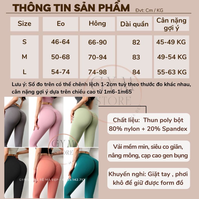 Quần Tập Gym Yoga Legging Lulu Chun Mông Sexy Thể Thao Nữ❤️𝐇𝐀̀𝐍𝐆 𝐗𝐈̣𝐍❤️ Thun Poly Co Giãn Gen Bụng Nâng Mông 921
