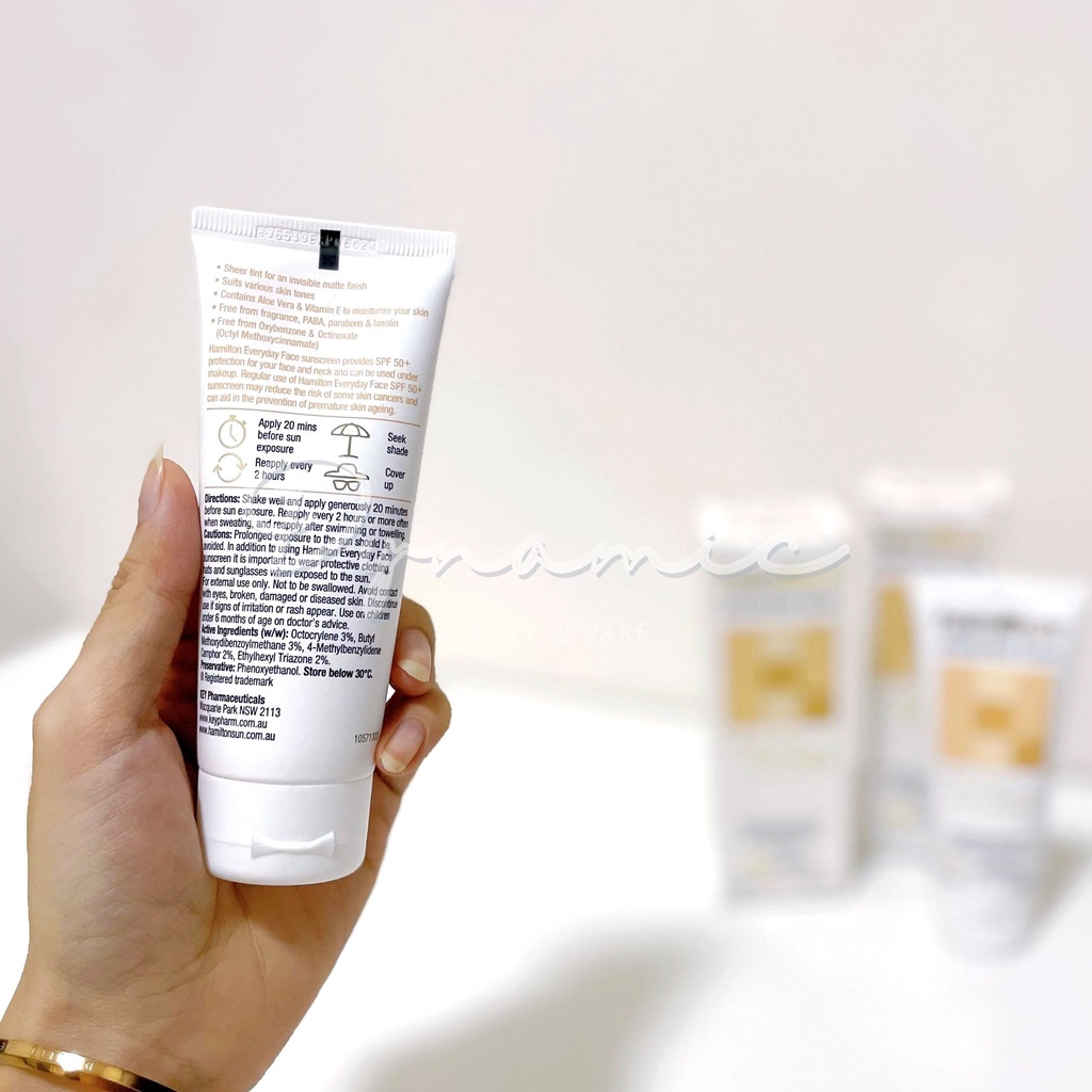 Kem chống nắng cho da mặt Hamilton everyday face spf 50+ 75g nội địa Úc