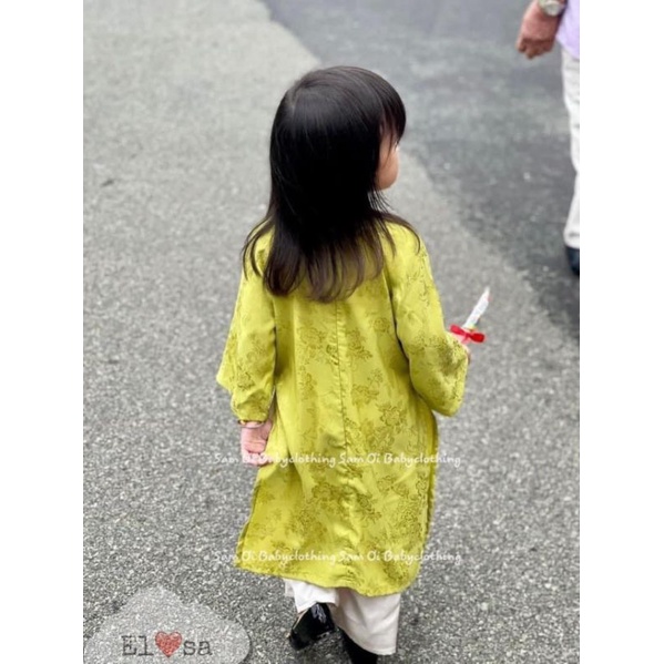 ÁO DÀI GẤM BÉ GÁI set 4 chi tiết Size đại 8-30kg
