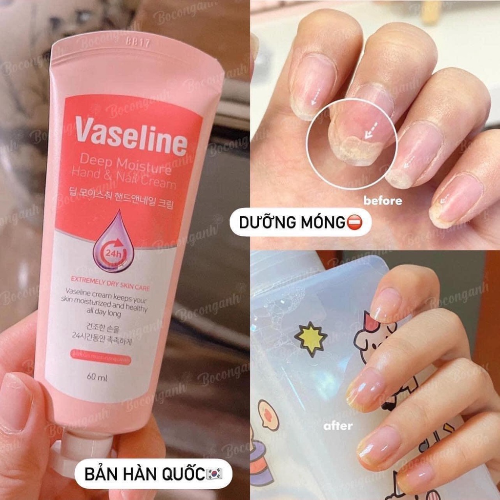 Kem Dưỡng Da Tay & Móng Cấp Ẩm Da VASELINE 24H Deep Moisture Hand & Nail Cream 60ml Hàng Nội Địa Hàn Quốc