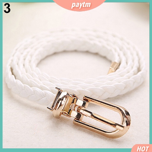 {PTM} Thắt Lưng Dây Bện Giả Da Màu Trơn Thời Trang Cho Nữ