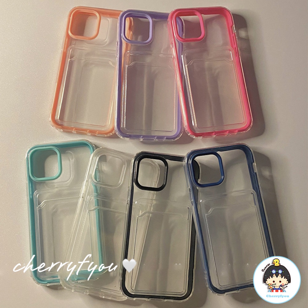 Ốp Điện Thoại TPU Mềm Trong Suốt Chống Sốc Có Ngăn Đựng Thẻ Cho IPhone 12 11 14 13 Pro X Xs Max XR 8 7 Plus
