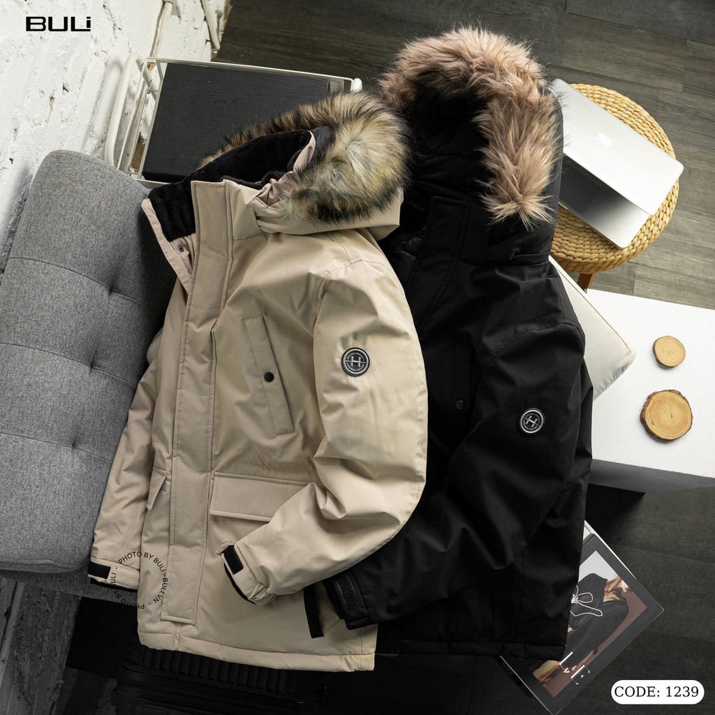Áo Khoác Parka Nam Siêu Ấm BULI Áo Khoác Chống Nước, Trần Bông Siêu Ấm 1239