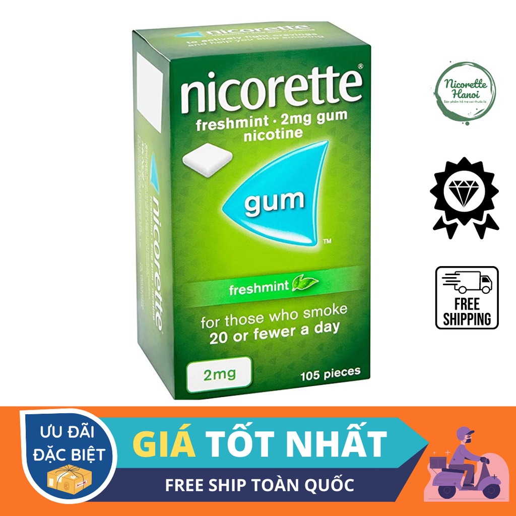 Kẹo cai thuốc_lá Nicorette Gum 2mg-105 viên hiệu quả