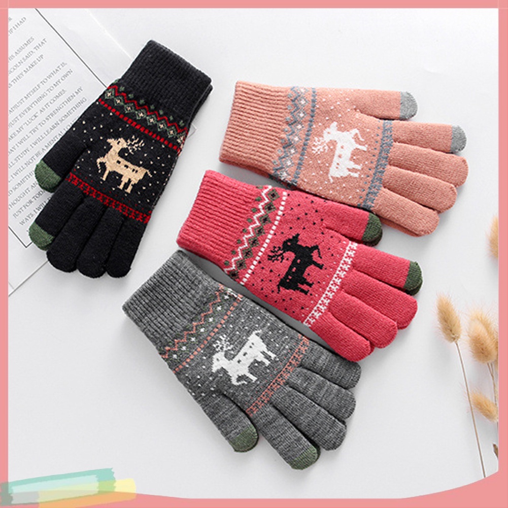 Đôi găng tay len họa tiết dễ thương ấm áp thời trang nữ