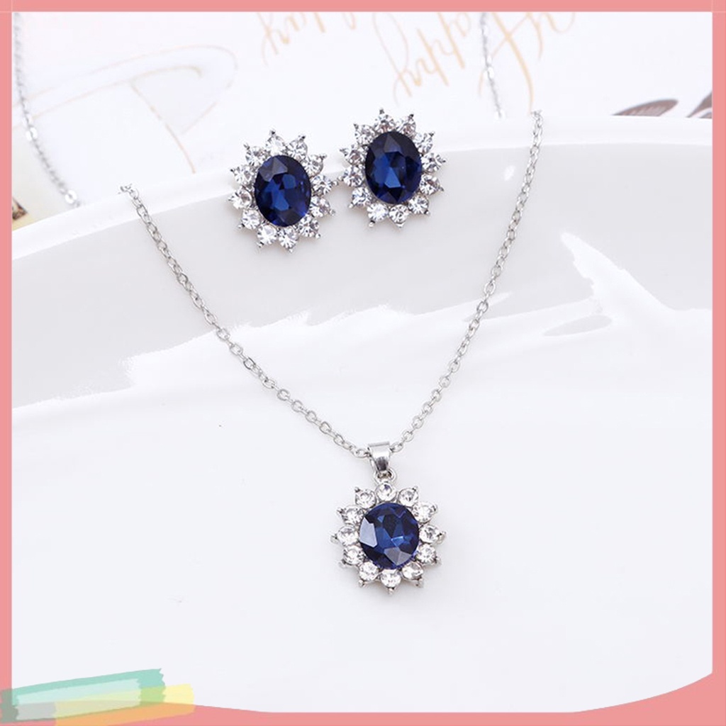 Set trang sức mặt đính đá quý nhân tạo phong cách cực thời trang