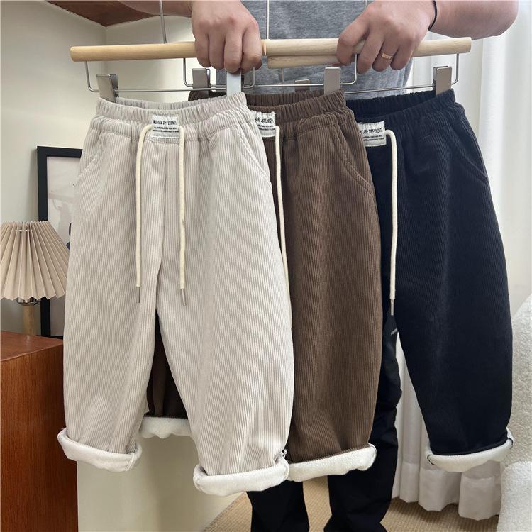 Hàng Có Sẵn Quần Nỉ Một Mảnh Lót Lông Cừu Màu Trơn Phong Cách Nhật Bản Hàn Quốc Mùa Đông Đơn Giản Cho Bé Trai Bé Gái