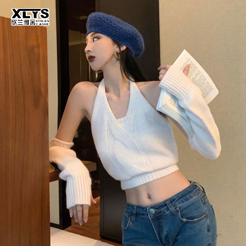 Áo kiểu XINLANYASHE dệt kim không tay phong cách Hàn Quốc gợi cảm dành cho nữ