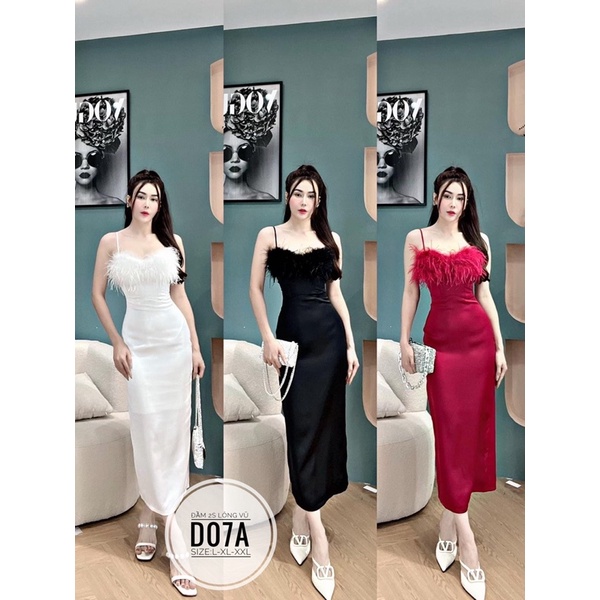 BIGSIZE (50-90kg) Đầm 2S lông vũ D07A