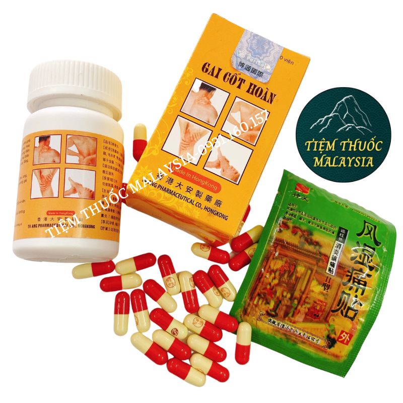 Gai Cốt Hoàn HK viên chữ đỏ, có miếng cao dán - Hộp 60 viên