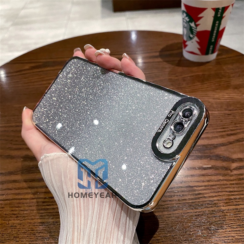 Ốp Điện Thoại Dẻo Trong Suốt Màu gradient Lấp Lánh Sang Trọng Cho iPhone 6 6s 7 8 Plus se 2020 se2022