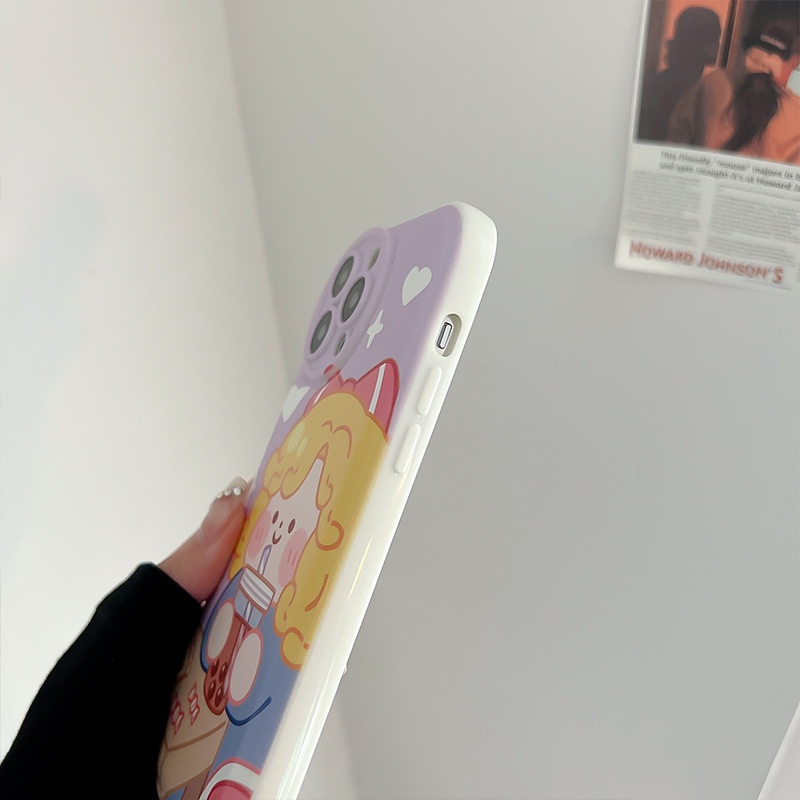 Ốp Điện Thoại Hình Cô Gái Tóc Xoăn Có Đệm Khí Cho iphone678plus / xsmax / xr / 13mini / 14plus 11 / 12pro