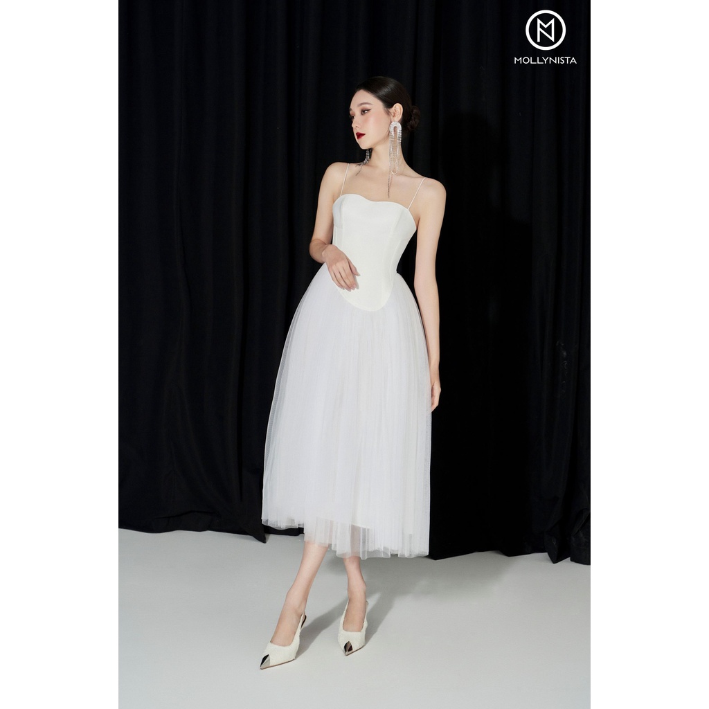 MOLLYNISTA - Đầm Giana cúp 2 dây tùng lưới quyến rũ sang trọng nữ tính thiết kế cao cấp