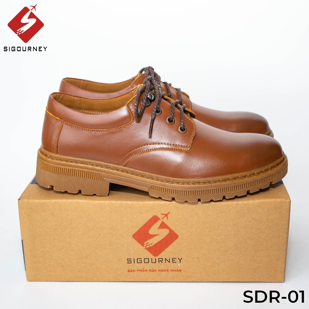 Giày đốc nam da bò màu nâu phong cách bụi bặm trẻ trung SIGOURNEY SDR01 bảo hành 18 tháng