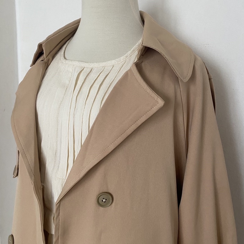 Áo khoác Trench coat Hàn Quốc vải dày tay bo 2 lớp