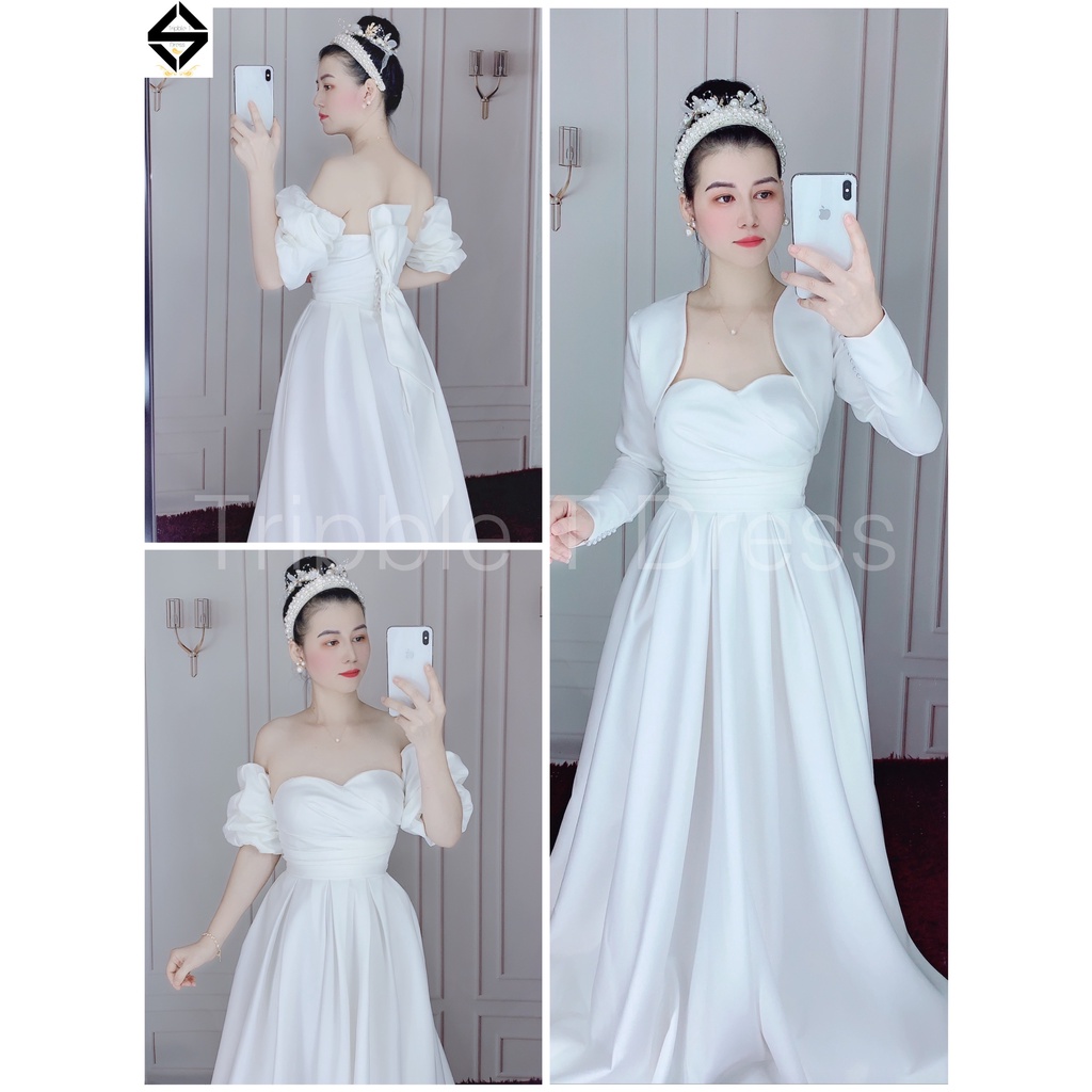 Đầm maxi cưới TRIPBLE T DRESS mặc được 3 kiểu đính kèm đủ phụ kiện cho dâu xinh - size S/M/L - MS171Y