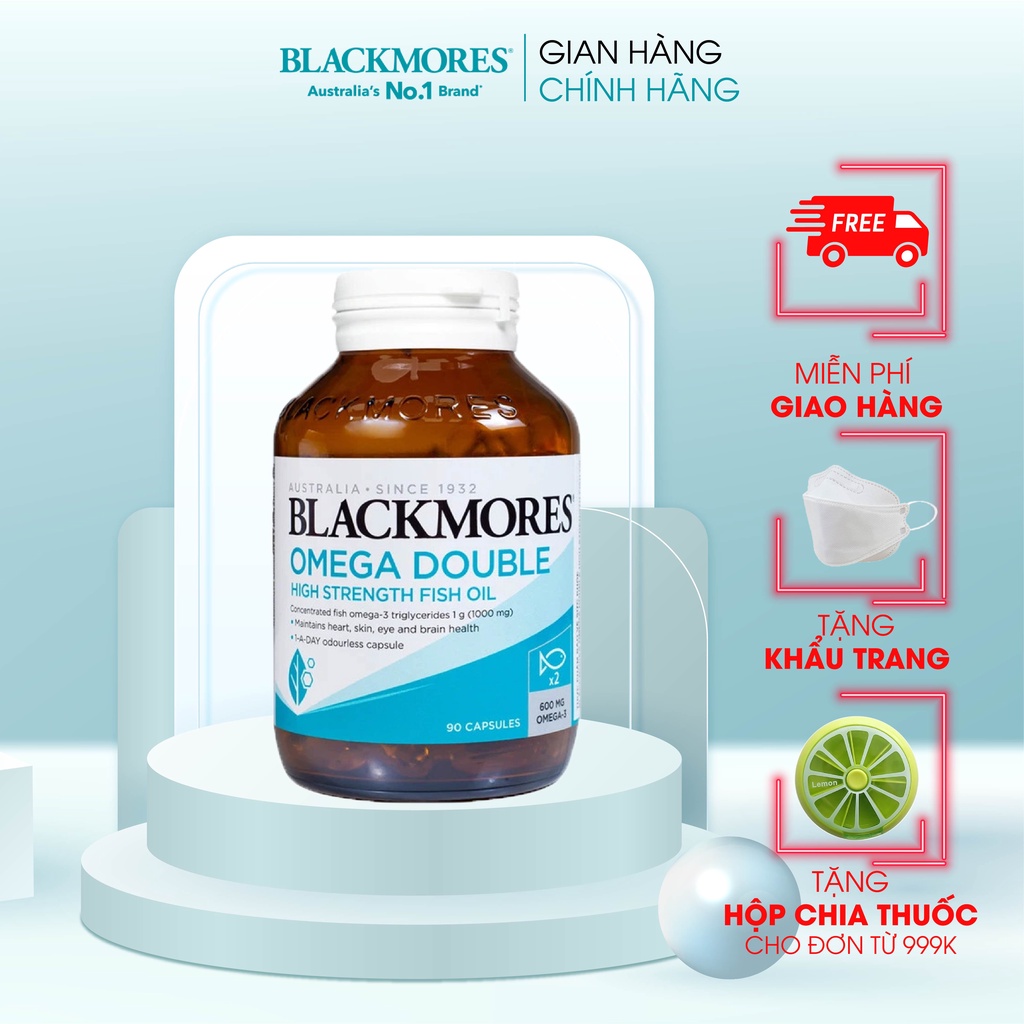 Dầu cá Blackmores Omega Double High Strength Fish Oil 1000mg 90 viên giúp cải thiện các vấn đề về mắt, tim, não