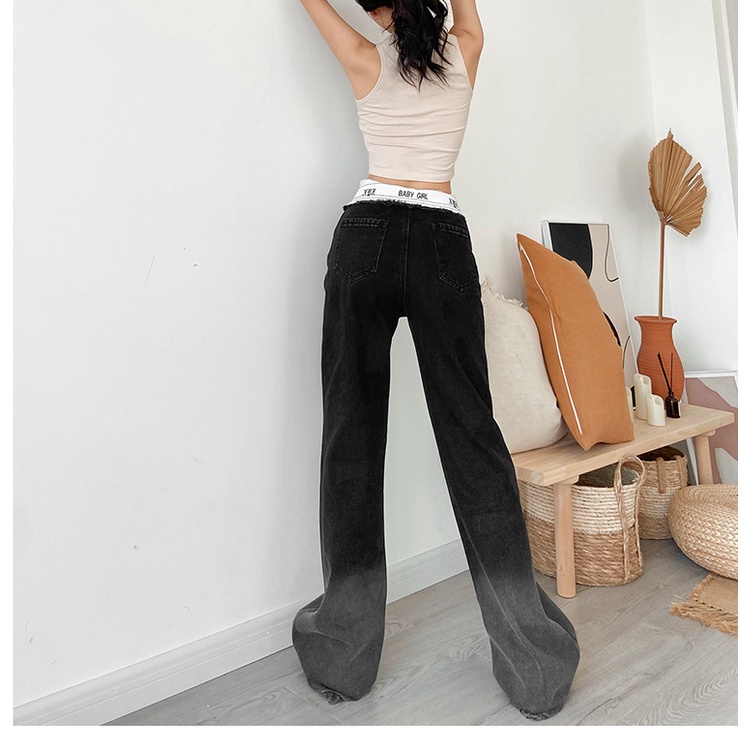 Quần jean WEIRD PUSS dài lưng cao ống loe mỏng phong cách retro đường phố thời trang cá tính dành cho nữ