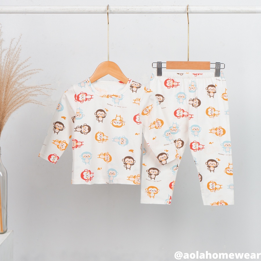 Bộ dài tay bé trai thun cotton Áo Lá Homewear A026, đồ bộ ngủ bé trai