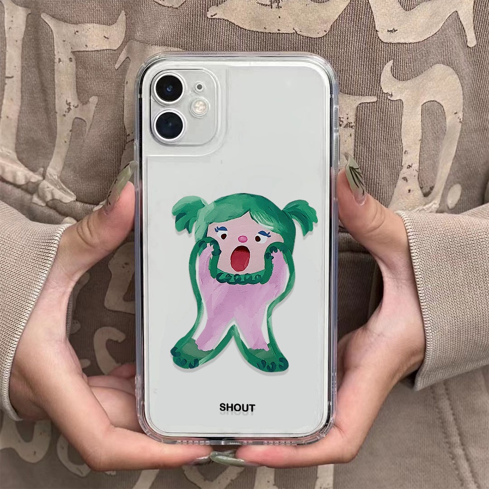 Ốp Điện Thoại Trong Suốt In Hình Cô Gái Vui Nhộn Thời Trang Cho iphone 14 pro Max 11 13 12 7Plus X XS Max