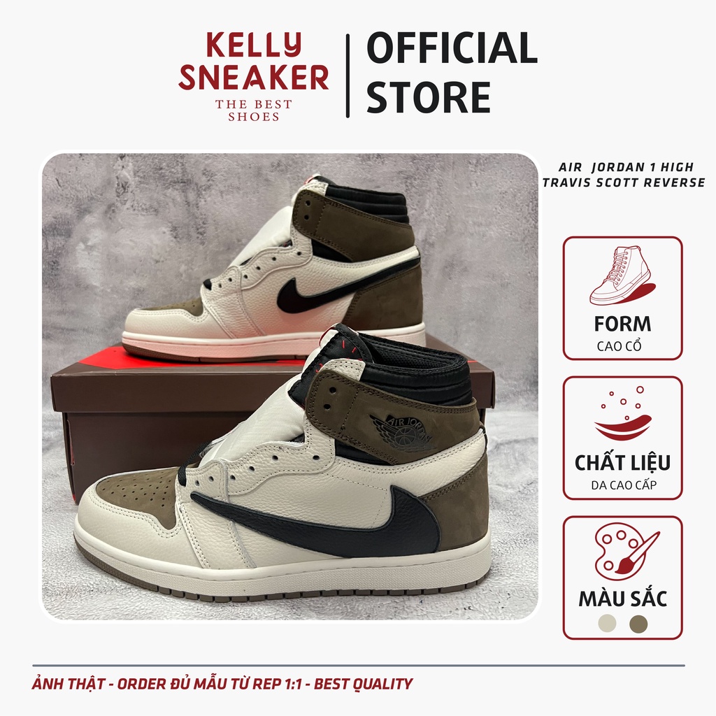 Giày Thể Thao Sneaker Jordan 1 High TravisScoot Reverse - Bản Cao Cấp(Ảnh Thật + Hàng Sẵn)