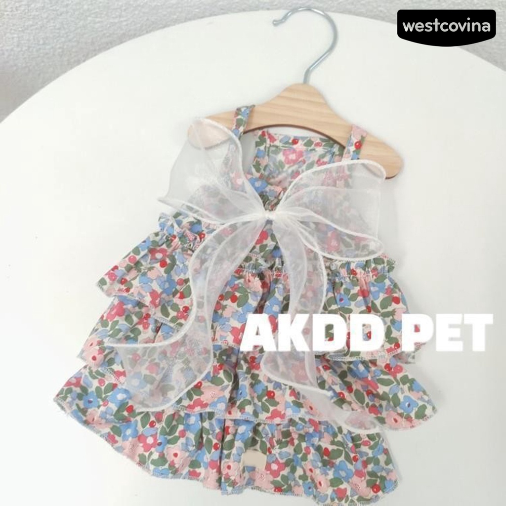 [Hot]♝Đầm Vải Cotton Siêu Mềm In Hoa Xinh Xắn Thời Trang Cho Thú Cưng