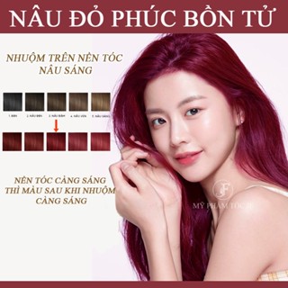  Thuốc nhuộm tóc màu đỏ phúc bồn tử  tặng kèm oxy trợ dưỡng và bao tay 