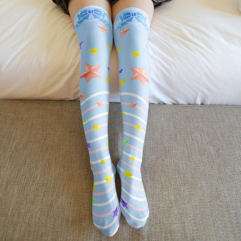 Tất Dài Qua Gối In Hình Ngôi Sao Ngọt Ngào Phong Cách Lolita