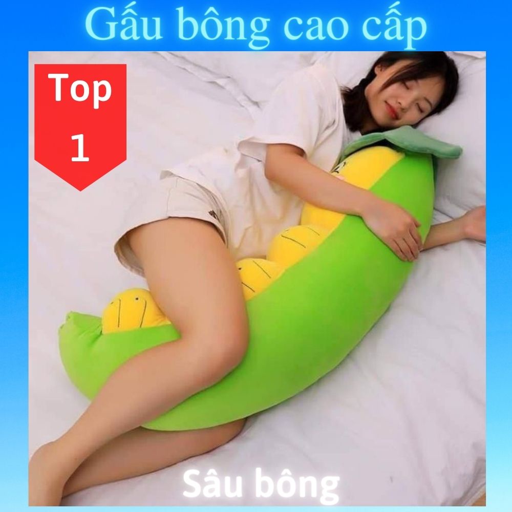 Gấu bông to Con Sâu 🛡𝑯𝒂̀𝒏𝒈 𝑪𝒂𝒐 𝑪𝒂̂́𝒑🛡, gối ôm hình thú nhồi bông Con Sâu siêu cute, gối ôm cho bé 1m2/70cm