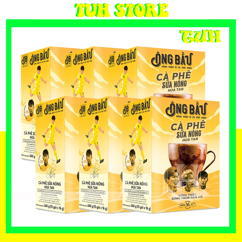 Cà Phê Sữa Nóng Ông Bầu Hộp Vàng 240g, 6 Hộp 15gói/1hộp, cà phê ob, ob cafe-TUH Store