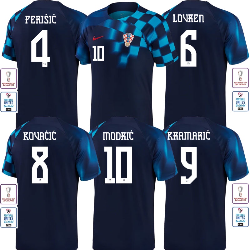 Áo Bóng Đá Số 22-23 S-4XL Đội Tuyển Croatia Sân Khách 2022-23