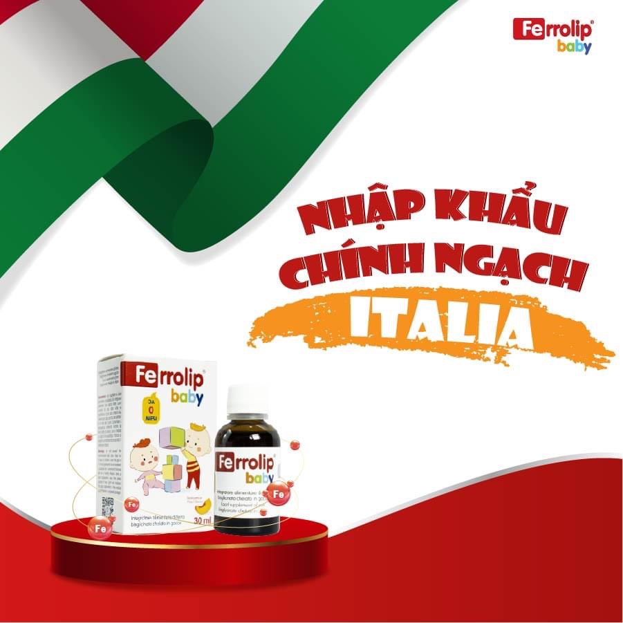 Sắt Hữu Cơ Ferrolip Baby Dạng Siro Hương Đào Nhỏ Giọt Cho Bé từ 0 Tháng Tuổi