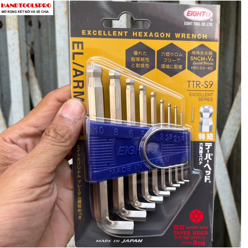 Bộ lục giác đầu bi ngắn 1.5-10mm 9 chiếc TTR-S9 Eight (Made in Japan)