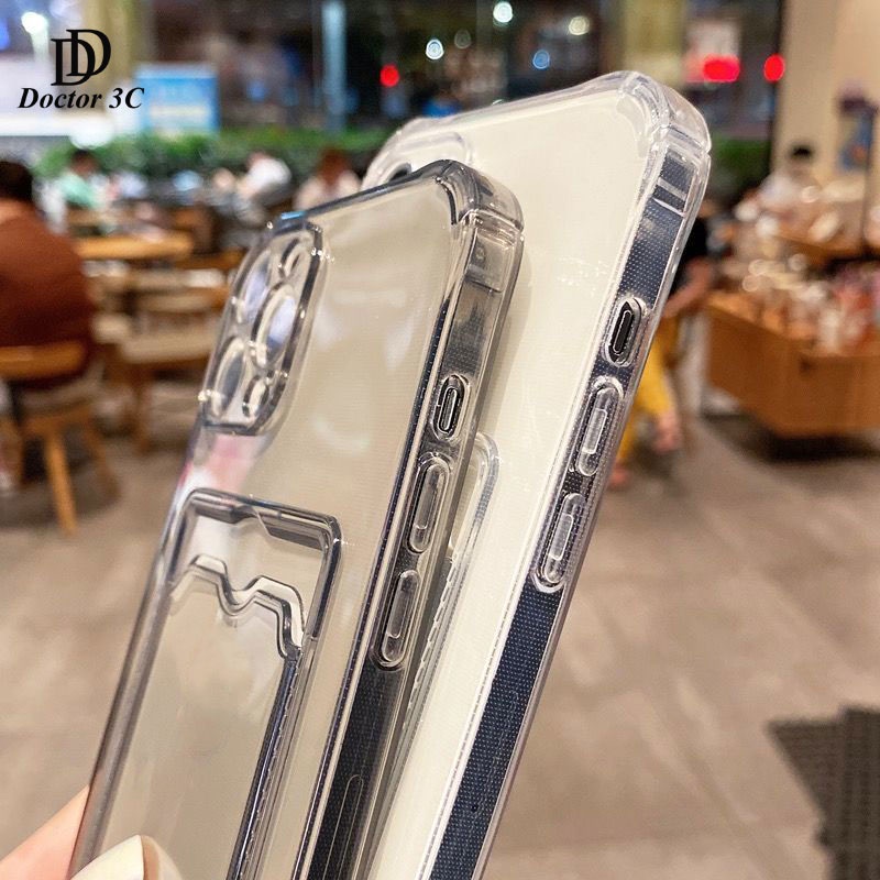 Ốp lưng trong suốt chống sốc lưng túi ví ngăn khe đựng cài thẻ atm ảnh Cho iPhone X Xs Max Xr 8 7 6 6s Plus SE 2022 2020 SE2 SE3 4G 5G