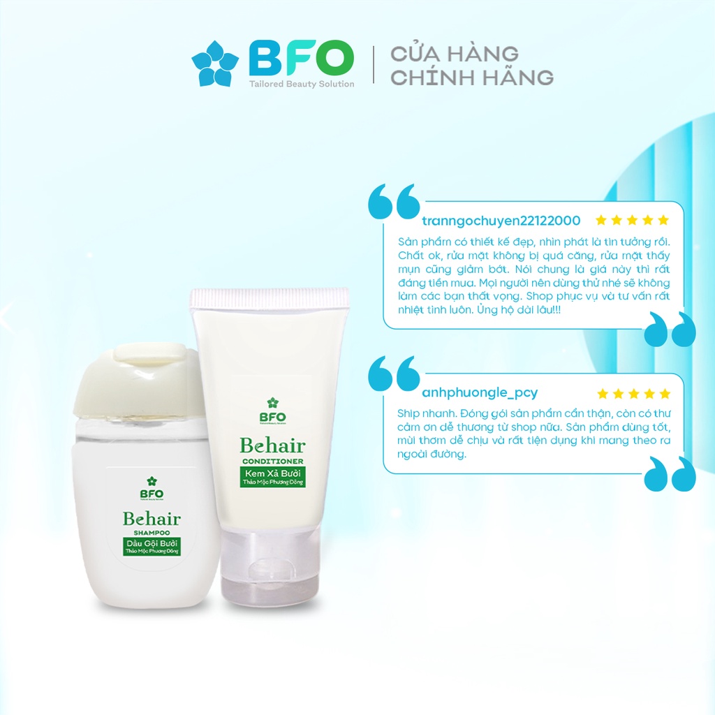 Dầu Gội Xả Tinh Dầu Bưởi BFO Tinh Chất Thiên Nhiên Giúp Thư Giãn Giảm Rụng Tóc Dung Tích 30ml