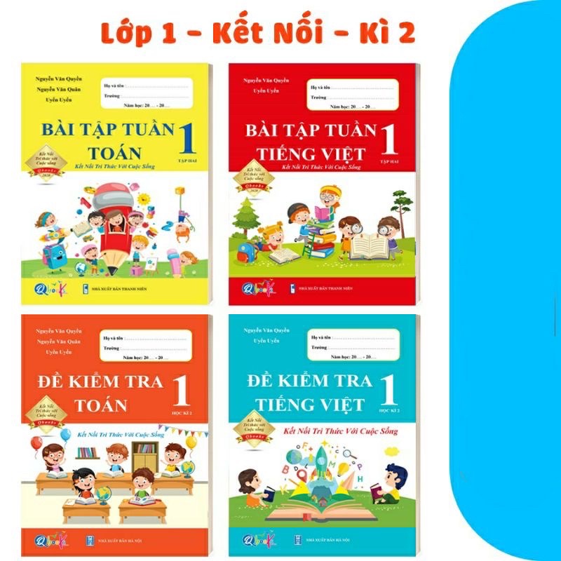 Sách - Combo Đề Kiểm Tra Và Bài Tập Tuần Toán Và Tiếng Việt Lớp 1 - Kết Nối Tri Thức Với Cuộc Sống - Học Kỳ 2 ( 4 Cuốn )