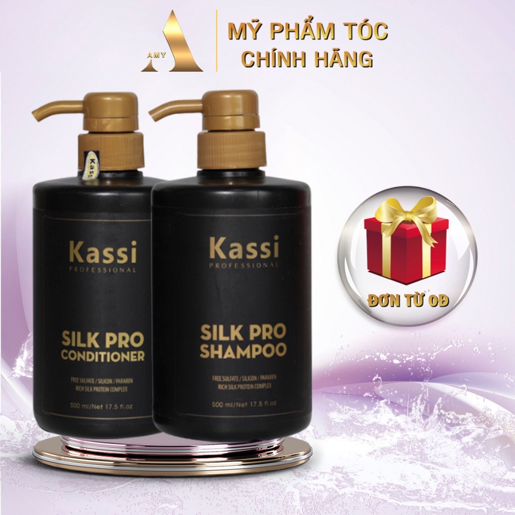 Dầu gội Kassi Silk Pro cải thiện tóc khô xơ, thêm bồng bềnh, dày mượt tóc 500ml DG01+DX01 #1