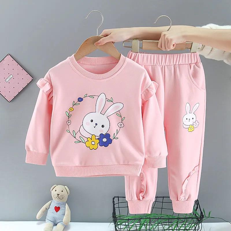 🔥🔥 FLASH SALE 🔥🔥 - Bộ quần áo trẻ em dài tay thu đông - cotton nỉ bông giữ ấm - hình thỏ dễ thương - XG062