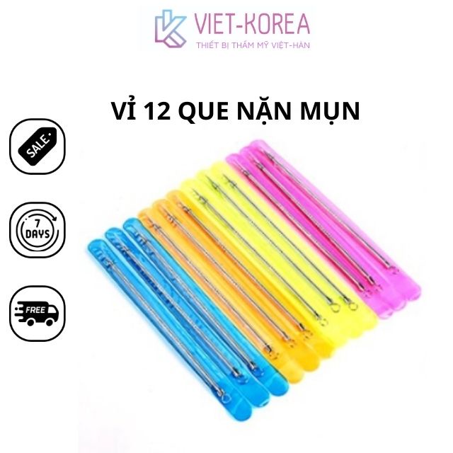 Vỉ 12 Que Nặn Mụn Cây Nặn Mụn Chống Gỉ Siêu Rẻ Nặn Mụn Đầu Đen Sợi Bã Nhờn