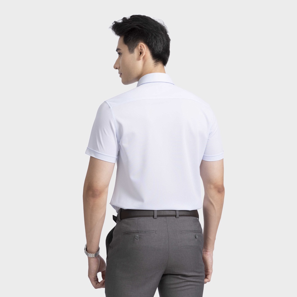 Áo sơ mi nam ngắn tay ARISTINO họa tiết trắng dệt dobby xanh tinh tế, lịch lãm - 1SS123S2