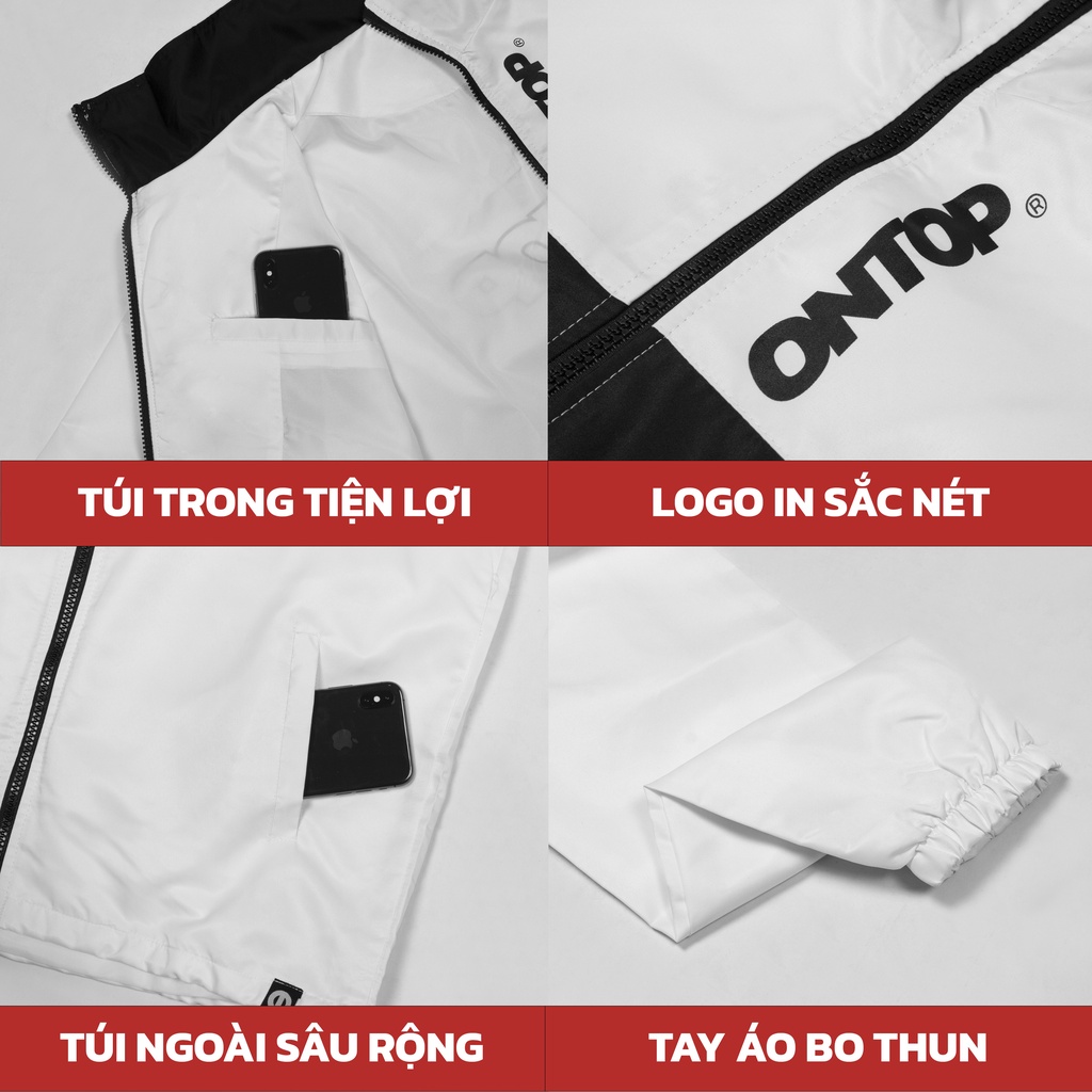 Áo khoác dù nam nữ form rộng màu trắng local brand ONTOP - UNI Jacket O14-AK5