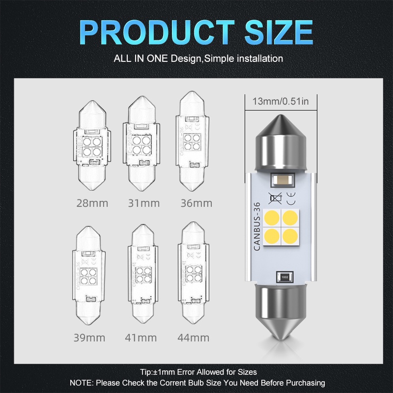 Set 2 Bóng Đèn LED Biển Số MAXGTRS C5W 3030 28mm 31mm 36mm 39mm 41mm 44mm