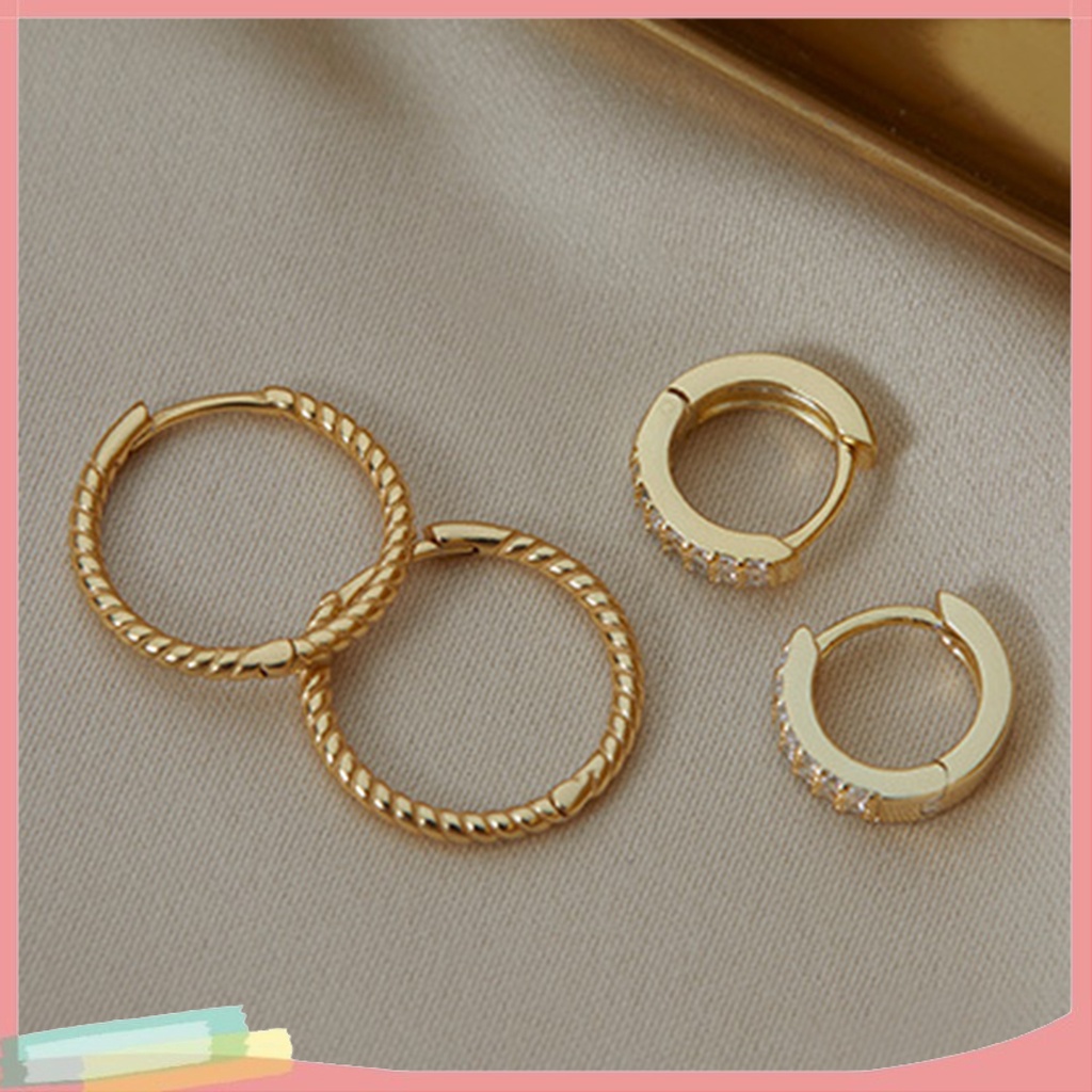 1 đôi khuyên tai hình tròn đính đá thời trang cho nữ