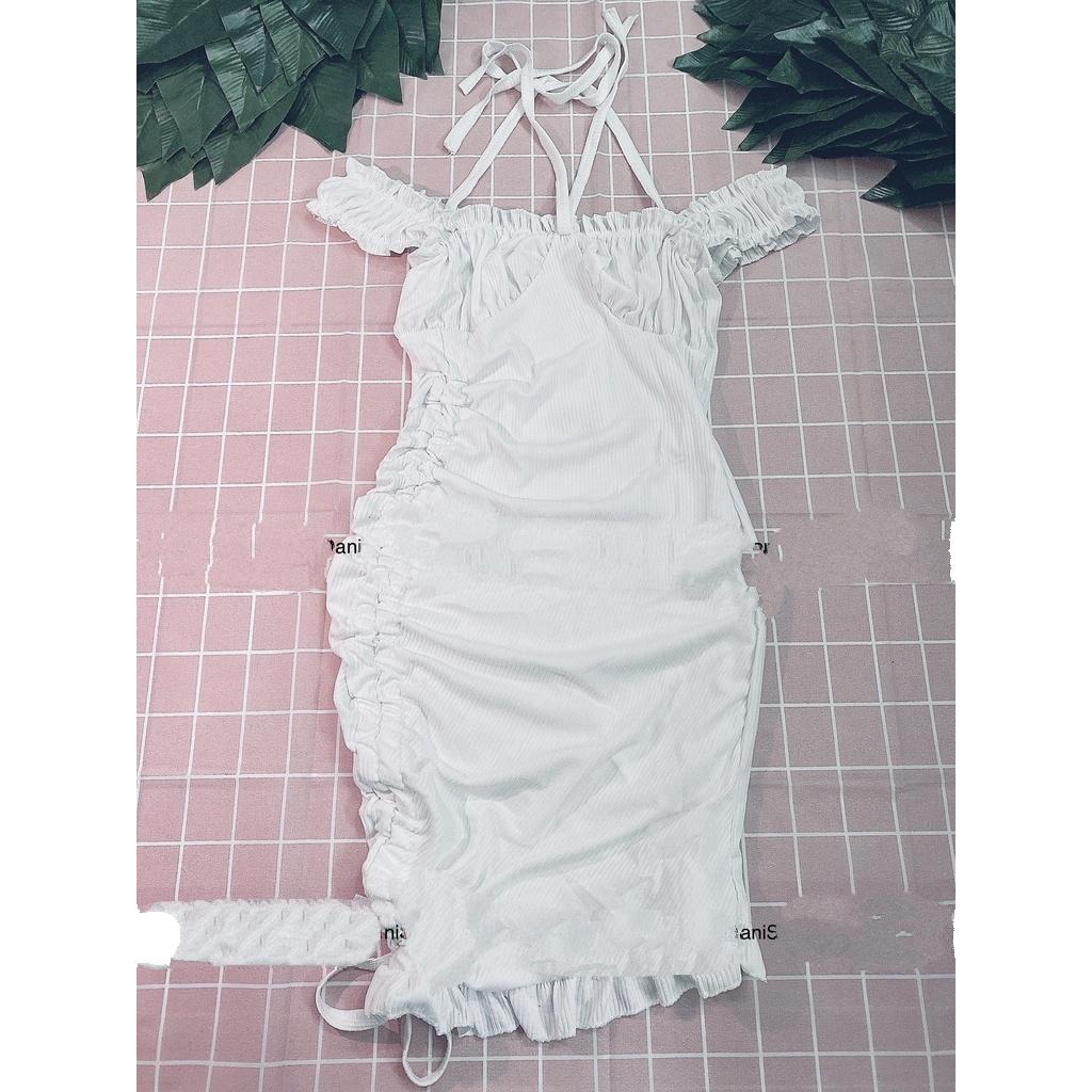 Đầm body bèo, đầm body 2 dây, đầm trễ vai, đầm 2 dây, đầm hai dây chất thun gân